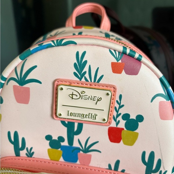 Loungefly Mickey Pink Cactus Backpack - Picture 3 of 6